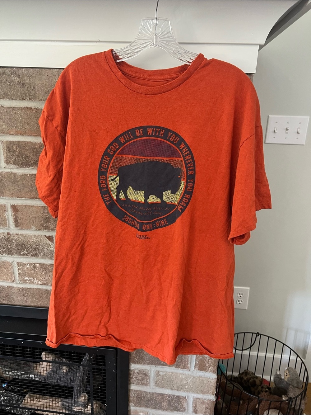 Graphic Short Sleeve Tee - Orange with Buffalo Motif